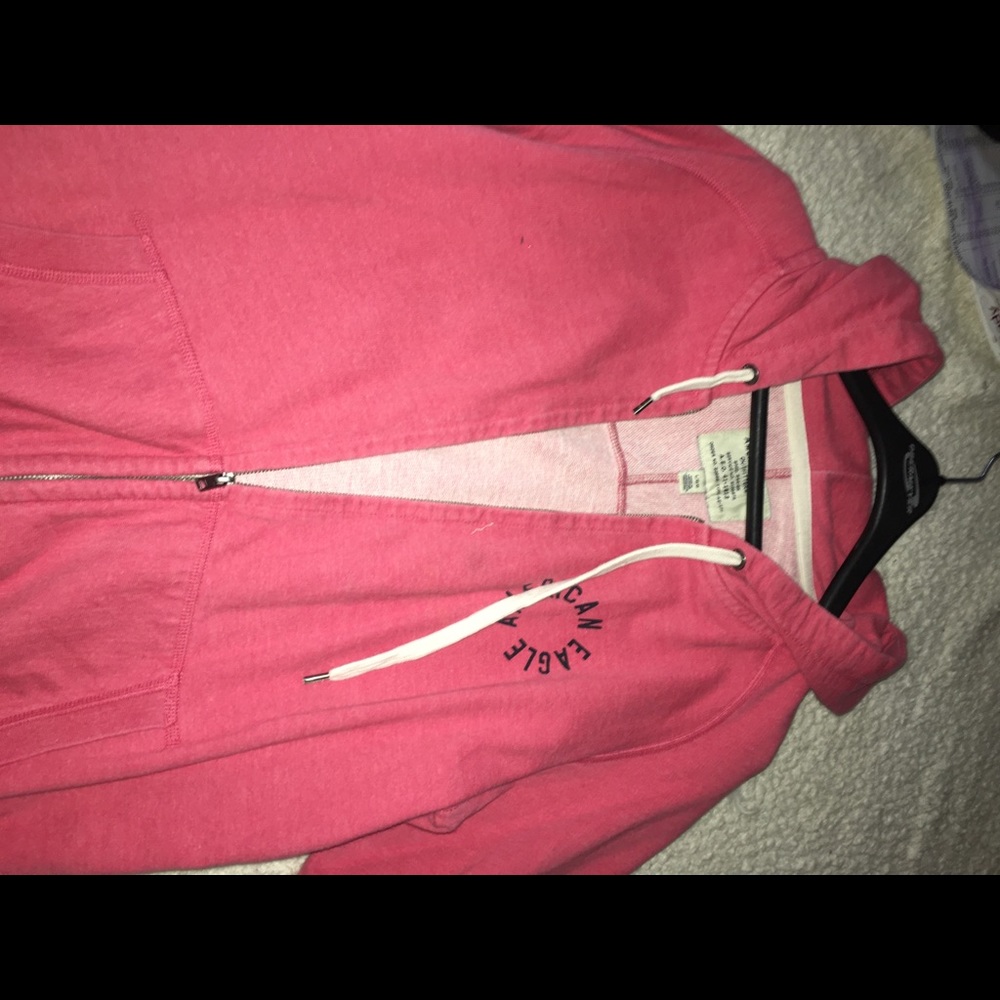 Men’s salmon American eagle zip up hoodie